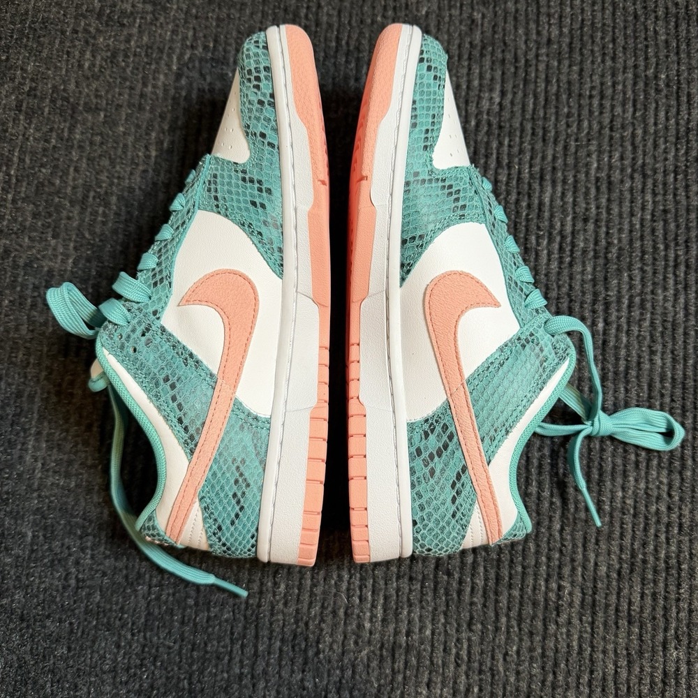 Nike Dunk Low Snakeskin Washed Teal Bleached Coral (DR8577-300) Size 6.5 - Picture 5 of 10